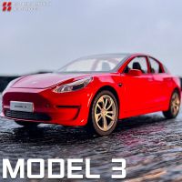 1:24รุ่น Tesla 3 Model Y Roadster Paduan Mobil Mainan Diecast Logam Suara Dan Cahaya Mobil Mainan Untuk Anak-Anak Kendaraan