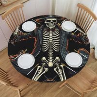 Happy Skull Halloween Round Table Cloth Waterproof Christmas Decor Great Gift