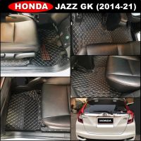 พรมปูพื้นรถยนต์ 6D HONDA JAZZ GK ปี2014-21 พรม6D สีดำด้ายครีม (3ชิ้น)