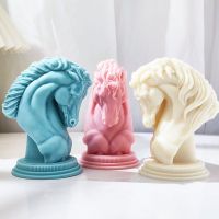 Horse Head Statue Candles Silicone Molds DIY Plaster Art Figurine Decoration Moulds Aromatherapy Soap Wax Animal Handmade Gifts