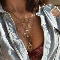 New Multi layer Flower Leaf palm Cross Heart Shape Necklaces amp; Pendants For Women Trendy Charm Gold Color Necklace Jewelry