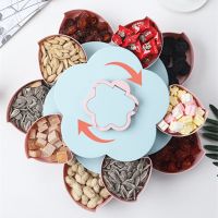 Creative Flower Petal Rotating Wedding Party Snack Box Fruit Plate Candy Storage Box 10 Grids Nuts Snack Tray Flowers Shape Box