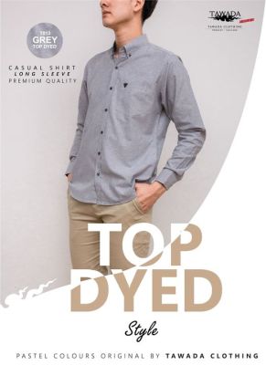 เสื้อเชิ้ตคอปกสีเทาท็อปดายแขนยาวทรง Slimfit ผ้า Oxford Cotton100% แบรนด์ TAWADA รุ่น T013-GREY TOP DYED