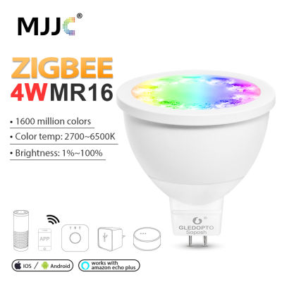 Gledopto ZIGBEE 3.0 MR16 LED Spotlight 4W RGBCCT LED Bulb DC 12V Smart Spot Light Lamp Work with Gateway Hub Alexa Echo Plus