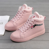 Women Winter Sneakers Warm Plush PU Leather Lace Up Ladies Vulcanized Shoe Zipper Decoration Female Footwear Comfort Fashion New