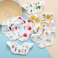 【CW】 Shaped Cartoon Animals Printed Soft Cotton Gauze Bib Burp Cloths 6 Layer Baby Bibs