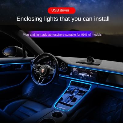 【CC】 Car Atmosphere Modified USB Luminescent Colorful Light-Guide Strip Rhythm Lamp