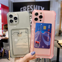 เคสไอโฟน เคส iPhone กันกระแทกเคสใส่บัตร เคสซิลิโคนใส เคสใสทรงสี่เหลี่ยม 12/12pro 11/13 /13promaxเคสใส่บัตร