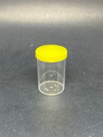 ขวดพลาสติกใสฝาเหลือง (No2) 50CC แพ็คละ 100ชิ้น กระปุกฝาเหลือง กระปุกใส่ของ กระปุกใส่ปัสสาวะ กระปุกตรวจปัสสาวะ