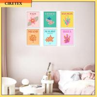 CIRETEX 9 Pcs 8x10inch โปสเตอร์ศิลปะติดผนังสำหรับท่องเที่ยว ไร้กรอบ สีสันสดใส พิมพ์สีสันนามธรรมความงามกระโหลกประดับห้อง สีสันสดใส การตกแต่งโปสเตอร์ศิลปะที่เรียบง่ายสำหรับสาววัยรุ่น ห้องนอนและห้องนอน