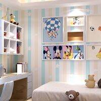 ✢ Q QIHANG Cartoon Pattern Clouds Vertical Stripes Childrens Room Living Room Bedroom Wallpaper Roll 0.53mx10m 5.3m2