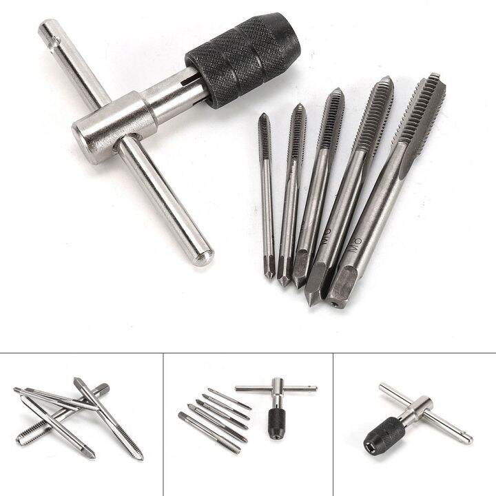 6pcs M3M8 Tap Drill Set Wrench Drill Set Hand Tapping Tools Metric