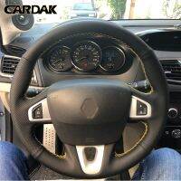 CARDAK ฝาครอบพวงมาลัยหนังเทียมสีดำสำหรับ Renault Megane 3 2009-2014 Scenic 2010-2015 Fluence 2009-2016