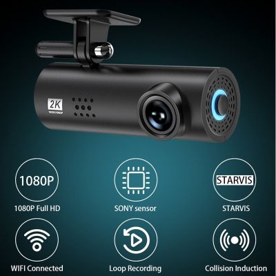 กล้องติดรถยนต์ซ่อนไวไฟเอชดีแบบเต็มรถมินิซุปเปอร์1080P DVR กล้องไร้สายมองเห็นตอนกลางคืน G-Sensor กล้องติดรถยนต์กล้อง Dashcam ในรถยนต์