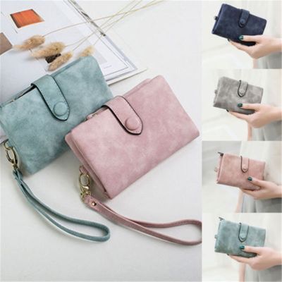 2022 Women Fashion Matte Short Wallet PU Leather Zipper Hasp Frosted Ladies Purses Money Coin ID Card Holder Girls Cute Clutch