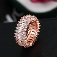 Lxoen แหวนเพทายสีขาวแบบไม่สม่ำเสมอสำหรับผู้หญิงสัญญานิรันดร์แหวนหมั้นแต่งงานคริสตัล Cz