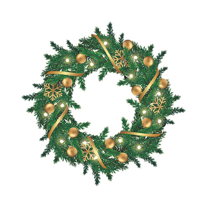 sanwood-ไม้พาย-สติกเกอร์คริสต์มาสติดผนังแบบพวงดอกไม้อเนกประสงค์