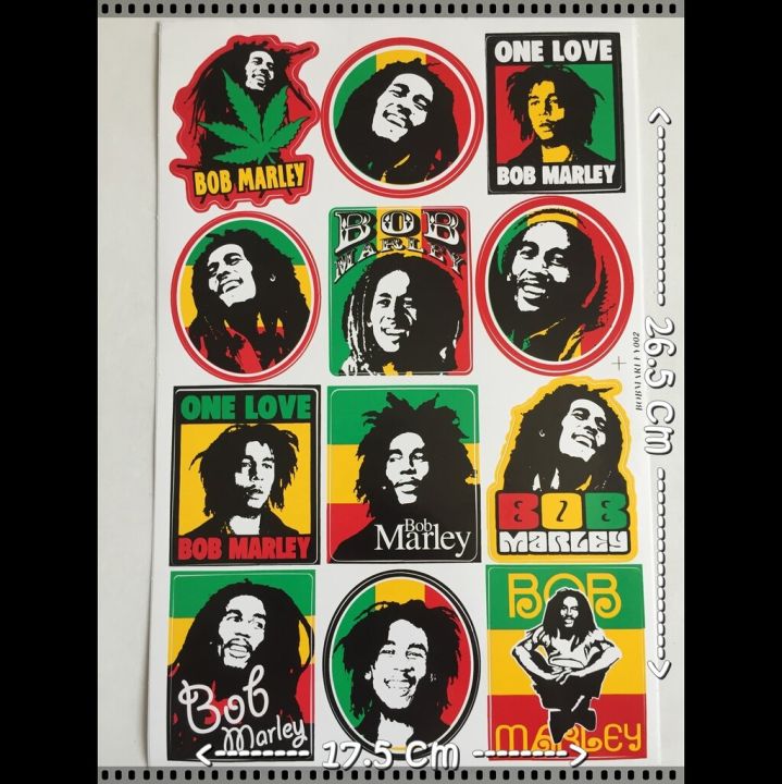 Bob Marley สติกเกอร์ เคลือบกันน้ำ ไดคัท ติดรถยนต์ มอเตอร์ไซด์ รถแข่ง บิ๊กไบค์ เวสป้า Waterproof Decal Sticker