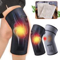 ZZOOI Winter Heated Vibration Knee Massager Brace Wrap Rechargeable Electric Heating Pad Massage Shoulder Knee Pain Relief Massager