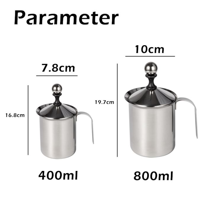 ทับหลัง-400-800มล-เครื่องตีฟองนมด้วยมือสแตนเลสโฟมนมครีมเทียมนมคาปูชิโน