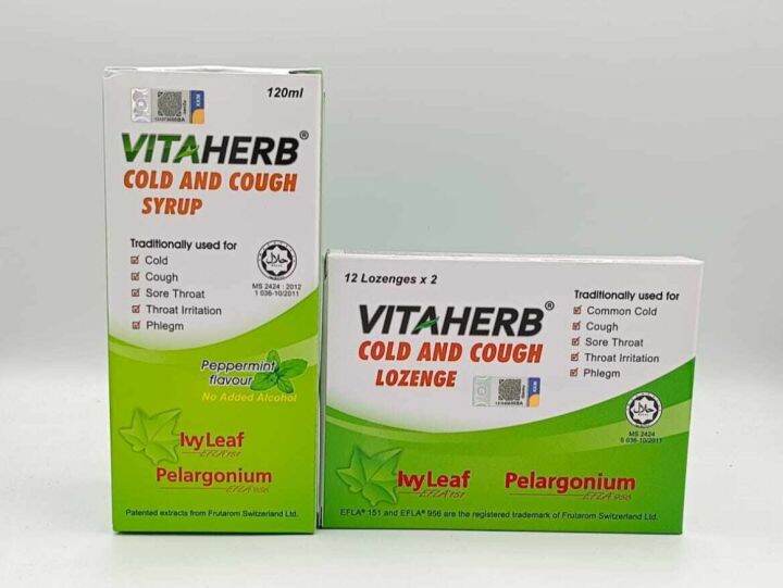 Vitaherb Cold And Cough Syrup 120ml/Lozenge 12's (Exp 03/2025) Lazada