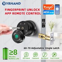 【YF】 Round Knob Tuya Bluetooth Smart Lock Easy Install Cylindrical Electronic Digital Biometric Fingerprint for Home