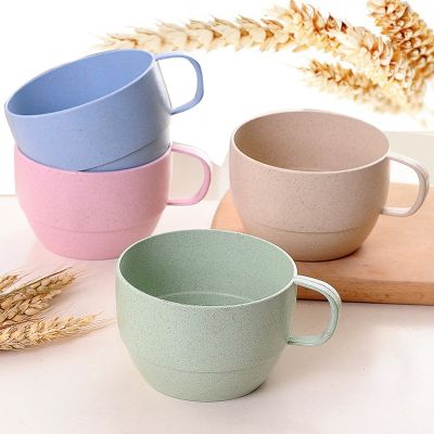 [HOT LZLIOGWOHIOWO 537] สำนักงานถ้วยกาแฟเป็นมิตรกับสิ่งแวดล้อมน้ำยาบ้วนปากถ้วยข้าวสาลีฟางอุปกรณ์ครัวนมชาถ้วยแก้วถ้วยขวา