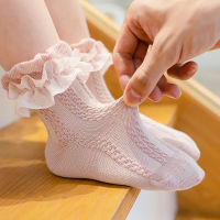 Spring Baby Girls Soft Cotton Ruffle Lace Ankle Dress Princess Socks for 0-12Y Kid Toddler Child Solid Color White Flower Socks