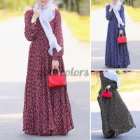 （A Simple）◇ﺴ❒ Yourcolors Women Polka Dots Printed Full Sleeve Casual Maxi Dress