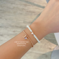 SissyJewelry // ข้อมือเงินแท้ รุ่นเอ็นยืด (rosegold-plated) ประดับจี้อักษร + พลอยหัวใจ (แจ้งsizeที่แชท) ?Free gift box?