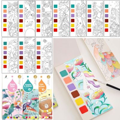 20 Sheets Portable Children Watercolor Painting Book Paint With Water Kids Gouache Graffiti Picture Coloring Drawing Toys Gifts