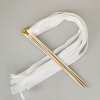 50Pcs Ivory Ribbon Wands Lace Fairy Sticks With Bells Wedding Twirling Streamers Event Cheer Noise Maker Party Supplies