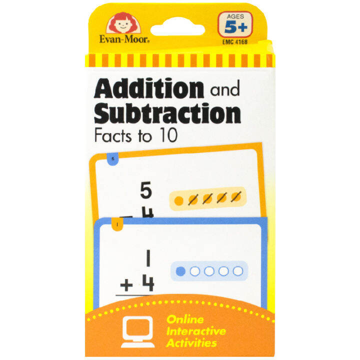 Evan Moore learning line flashcards addition and subtraction facts to