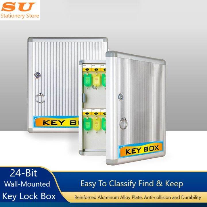 Wall-Mounted 24-Bit Key Box Aluminum Wall Mount Storage Car Key Lock ...