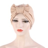 【YF】 New Arrival Fashion Removable event bow Muslim Turban Solid Color Indian Woman Wrap Head Hijab Caps Ready To Wear Inner Hijabs