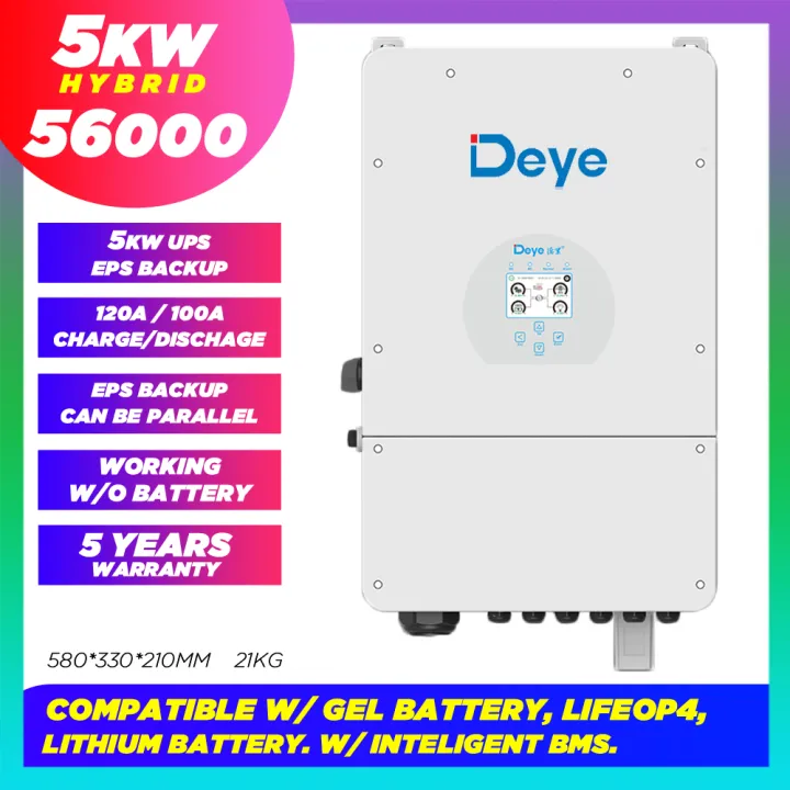 Deye 5kw 5000w Hybrid Solar Inverter with 5kw EPS and wifi, Can Parallel 8 Unit