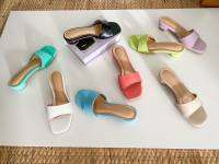 25twentyfives - Curvy Mules รองเท้าส้นกลมทรงเคิฟสีจี๊ด สูง1นิ้ว