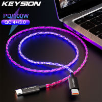 Q KEYSION 100วัตต์ USB-C เพื่อพิมพ์ C เคเบิ้ล RGB ไล่โทนสีแสง PD อย่างรวดเร็วชาร์จสายประเภท-C เคเบิ้ลสำหรับ R Edmi Note11ซัมซุง S22 Pro