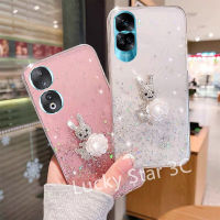 เคสป้องกันคลังสินค้าพร้อมเคสสำหรับ นิ่ม3D เคสโทรศัพท์ Honor 90 Lite X8a X7a Phone Case รูปกระต่ายประดับพลอยเทียมหรูหราฝาหลังโทรศัพท์ลายท้องฟ้าเต็มไปด้วยดวงดาว