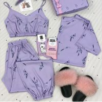 【JH】Sex Bra Silk Pajamas for Women Home Suit Heart Embroidered Pyjamas Pj Set Satin Nightwear Sleepwear 2022 Pijama Verano Mujer