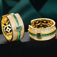 GODKI  Trendy Luxury Geometry Hoop Earrings Dubai Colorful Women Bridal Wedding Jewelry Aperture Earring pulseras mujer moda