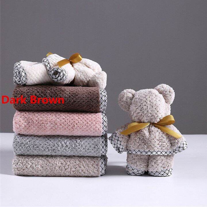 1pc-34x75cm-microfiber-coral-fleece-absorbent-bear-modeling-hand-face-towel-wedding-gift