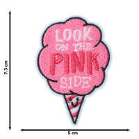 JPatch - (LOOK on The PINK Side) วลี คำคม คำพูด สีชมพู สดใส  ตัวรีดติดเสื้อ อาร์มรีด อาร์มปัก มีกาวในตัว การ์ตูนสุดน่ารัก งาน DIY Embroidered Iron/Sew on Patches