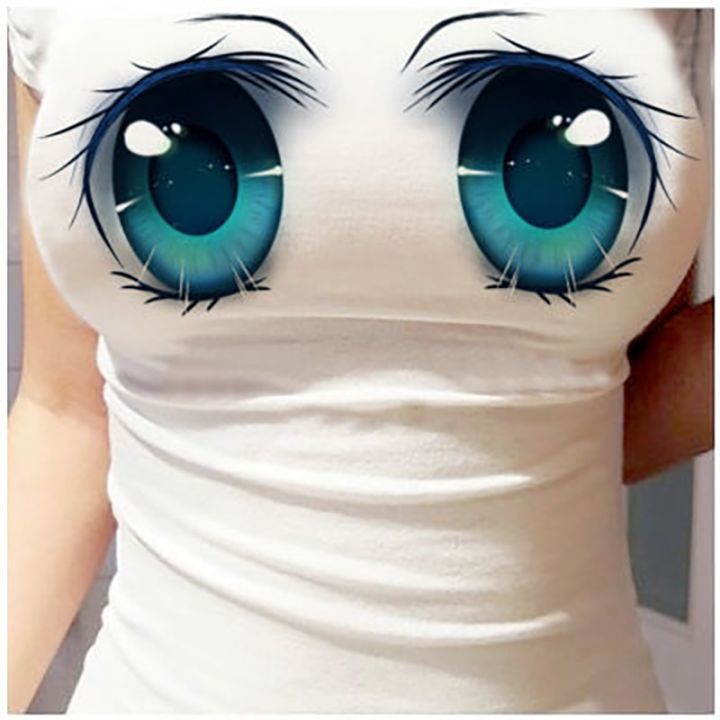 cute-ladies-t-shirt-3d-printing-sexy-big-eyes-cartoon-t-shirt-ladies-top-funny-clothing-summer-round-neck-short-sleeve-t-shirt