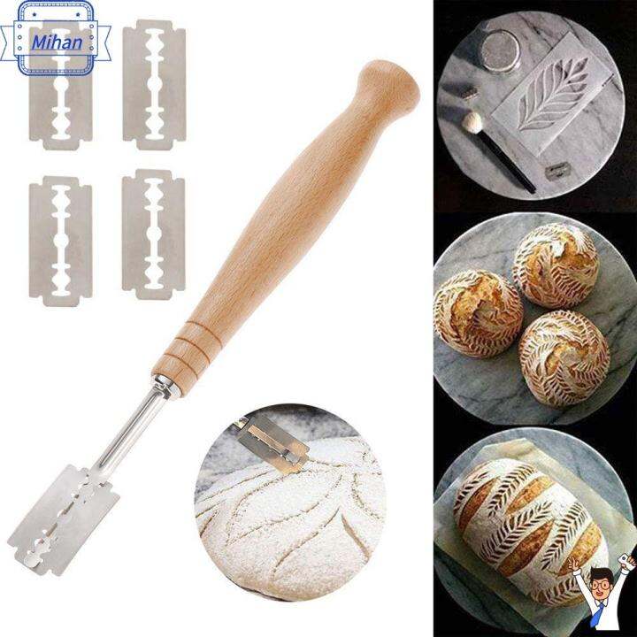 Mihan Homemade Wooden Sourdough Bread Bakers Razor Cutter French Bread 