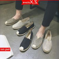 COD DSFEDTGETEER Kasut loafer Lelaki linen canvas shoes lazy fashion shoes breathable casual Doudou shoes Beijing cloth shoes