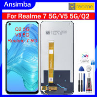 Ansimba หน้าจอ LCD สำหรับ Realme ของแท้6.5นิ้ว7 5G/V5 5G/Q2ชุดดิจิไทเซอร์หน้าจอสัมผัส LCD สำหรับ Realme 7 5G V5 5G Q2 RMX2117หน้าจอสำรอง RMX2111