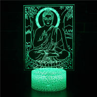 Lakshmi Lotus Lamp 3D India Goddess Of Wealth Room Setup Decoration RGB Night Light Fancy Fengshui LED Bedroom Buddhism Decor