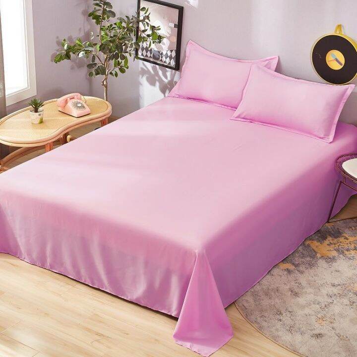 ผ้าปูที่นอนเรียบ-sprei-bed-cover-สีพื้นสำหรับล้างในบ้านสำหรับเดี่ยว-คู่-ควีน-เตียงราชา