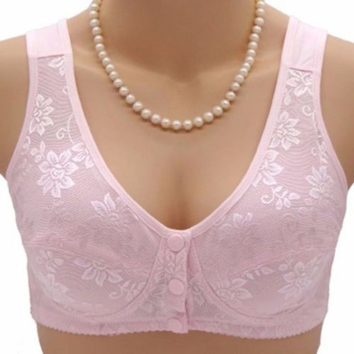 36~46 Women Front Button Bra Without Padding Plus Size Bras Mothers Wireless Top Underwear Large Bralette 5123